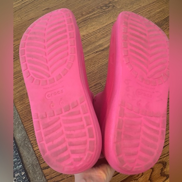 Crocs | Crush Rain Boots Mens 9‎ Womens 11 Pink Platform Heel - Picture 6 of 7